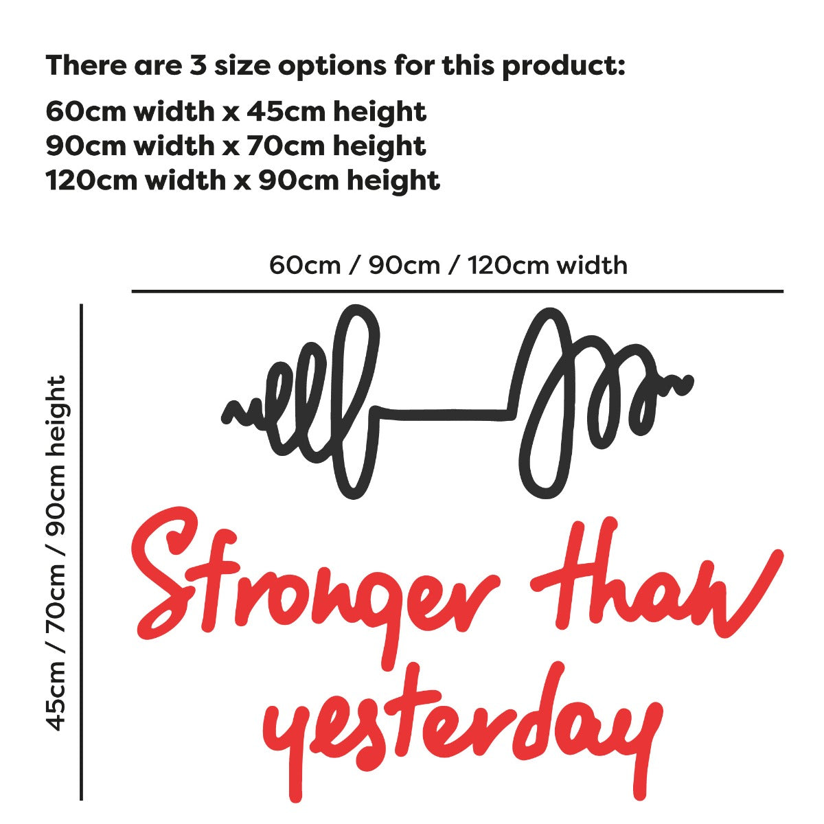 Gym Wall Sticker - Stronger Than Yesterday Handwritten Quote
