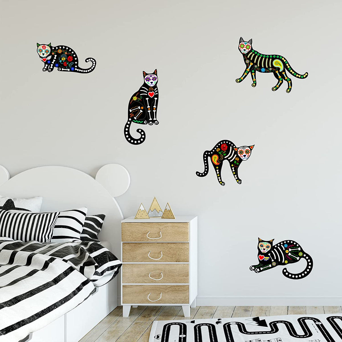 Sugar Skull Cats Set Wall Sticker