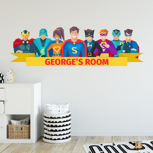 Personalised Superhero Group Banner Wall Sticker
