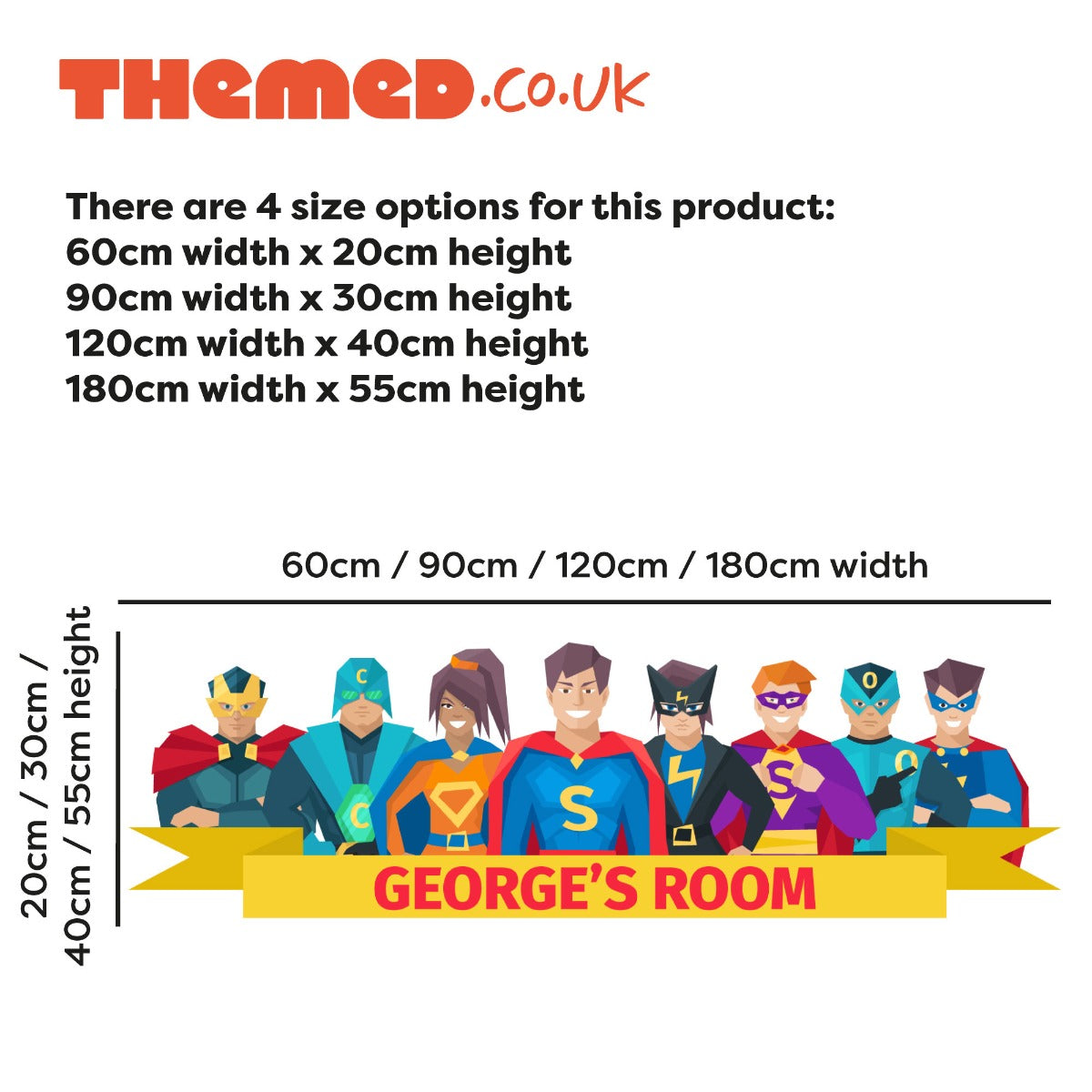 Personalised Superhero Group Banner Wall Sticker