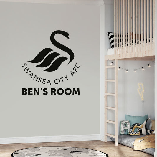 Swansea City Personalised Name Crest Wall Sticker Vinyl