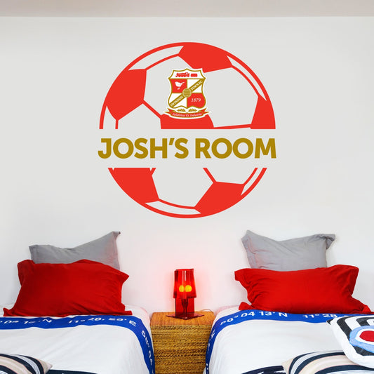 Swindon Town Football Club Ball and Personalised Name Wall Sticker + Decal Set