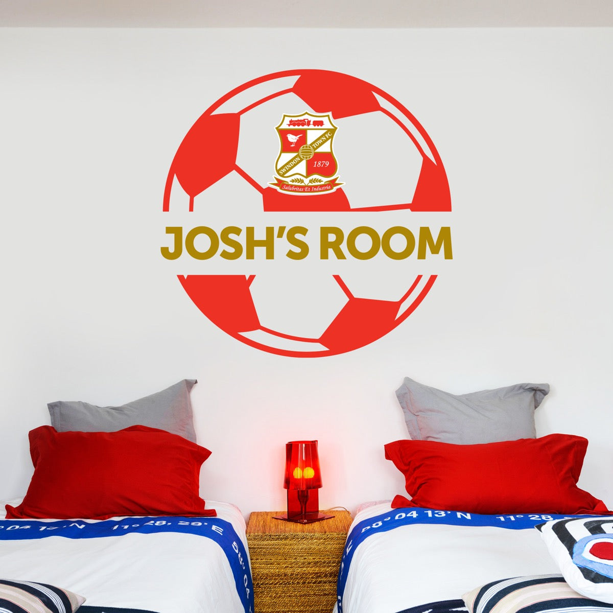 Swindon Town Football Club Ball and Personalised Name Wall Sticker