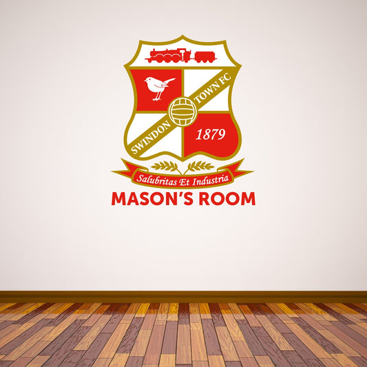 Swindon Town Football Club Crest and Personalised Name Wall Sticker + Decal Set