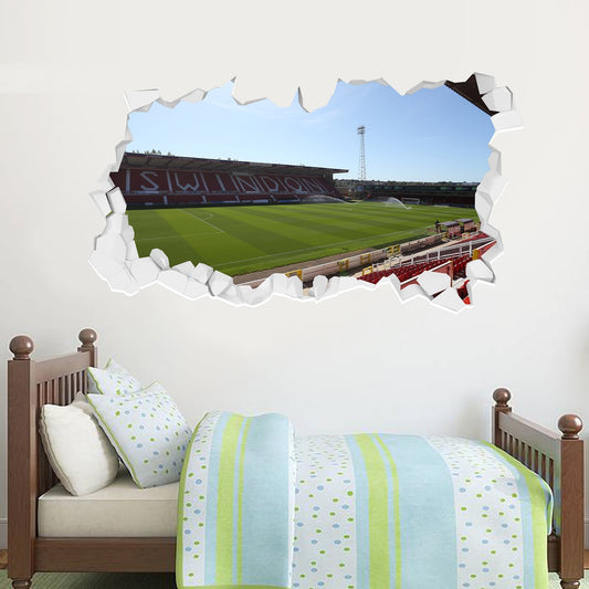 Swindon Town Football Club Day Time Stadium Broken Wall Sticker + Decal Set