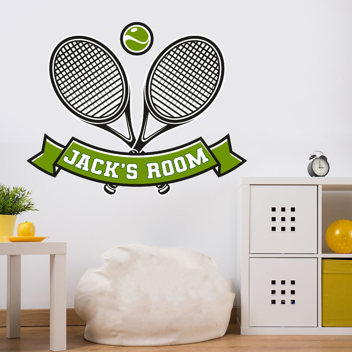 Pahla Sticker Racket Tennis Wall Sticker - Tennis Rackets and Ball Personalised Banner ...