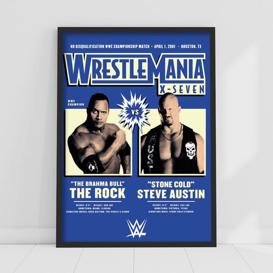 WWE Print - The Rock Stone Cold Steve Austin WrestleMania Poster