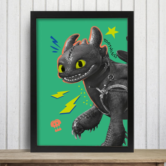 How To Train Your Dragon Print - Toothless Green Funky Print