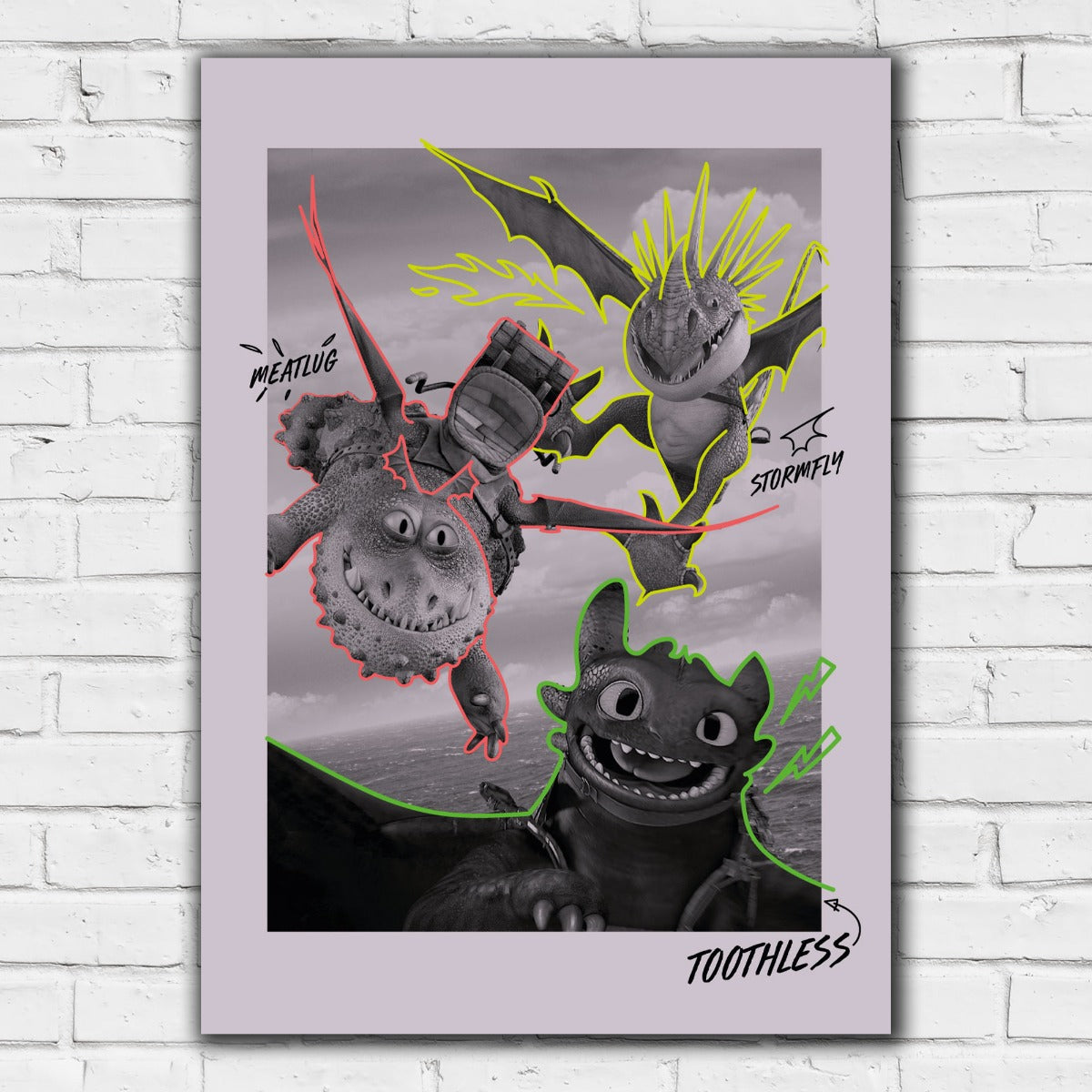 How To Train Your Dragon Print - Toothless, Meatlug and Stormfly Print