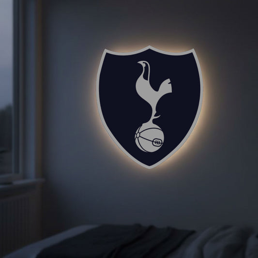 Tottenham Hotspur White Cockerel on Ball Crest LED Backlit Wallpop
