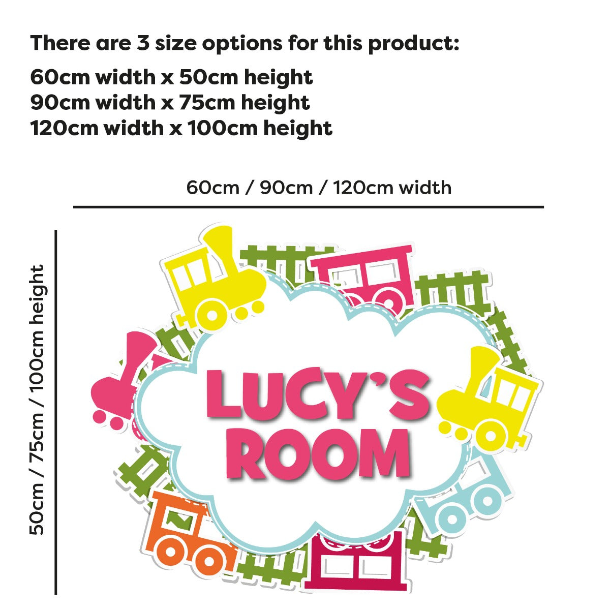 Nursery Wall Sticker - Train Cloud Personalised Name