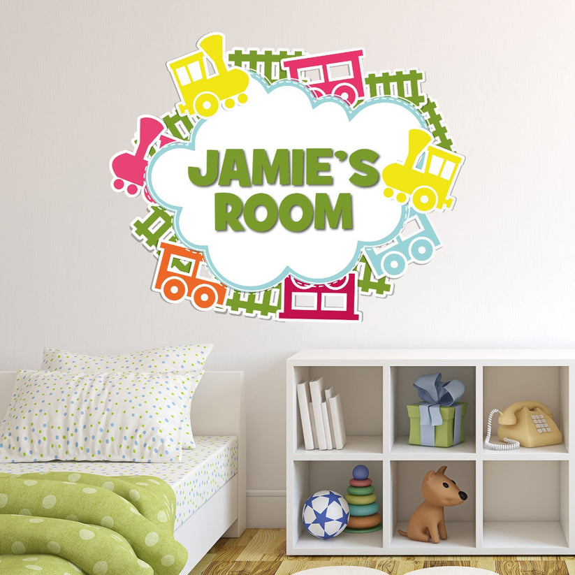 Name Train Sticker Nursery Wall Sticker - Train Cloud Personalised Name – www.themed.co.uk