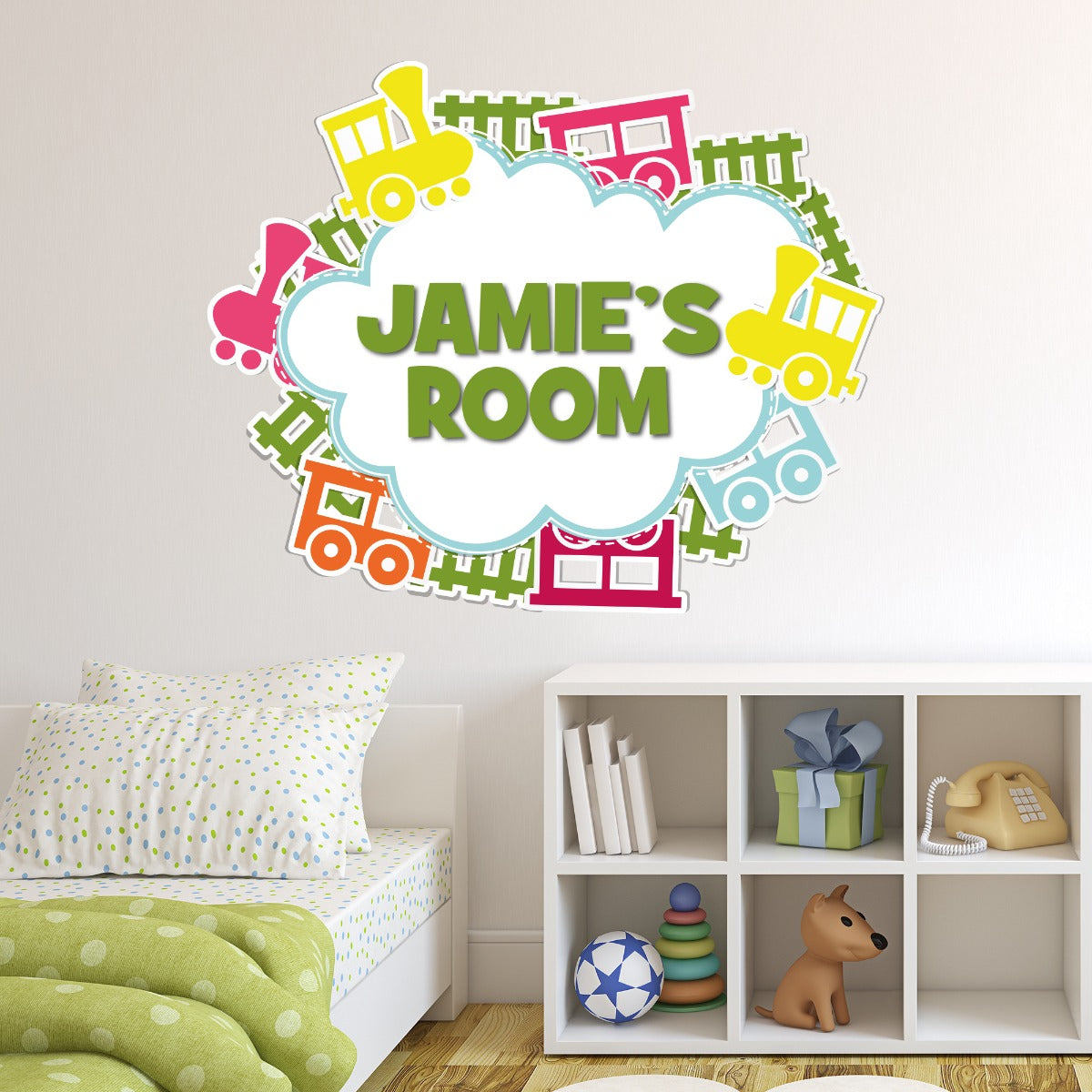 Nursery Wall Sticker - Train Cloud Personalised Name