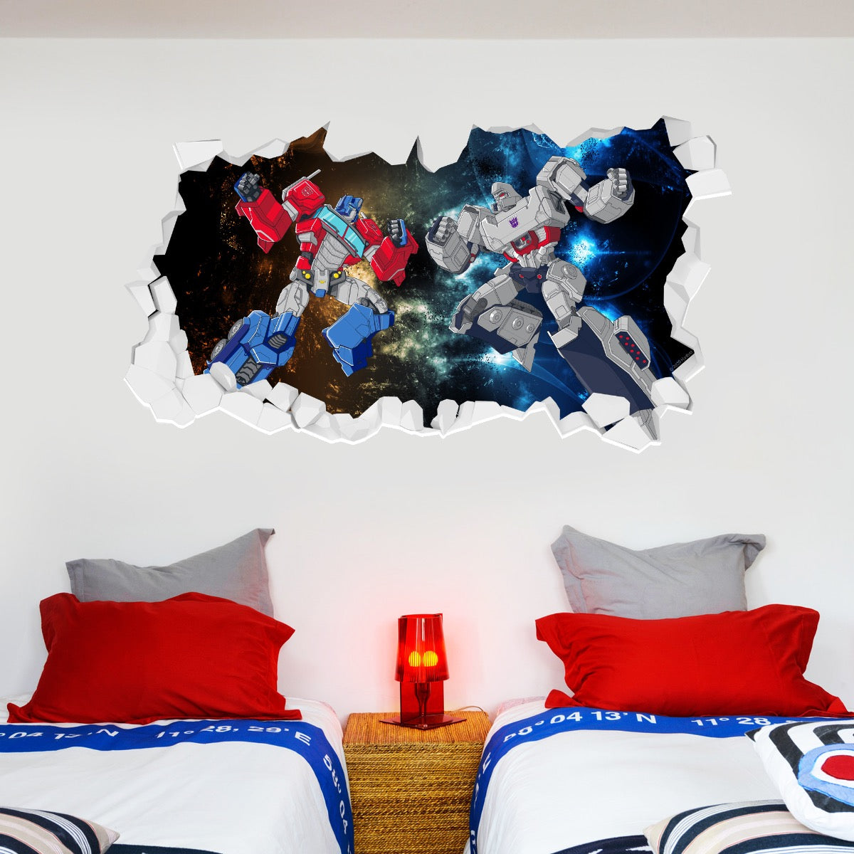 Transformers Optimus Prime Megatron Face Off Broken Wall Sticker