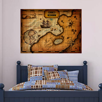 Pirate Wall Sticker Personalised Name Treasure Map