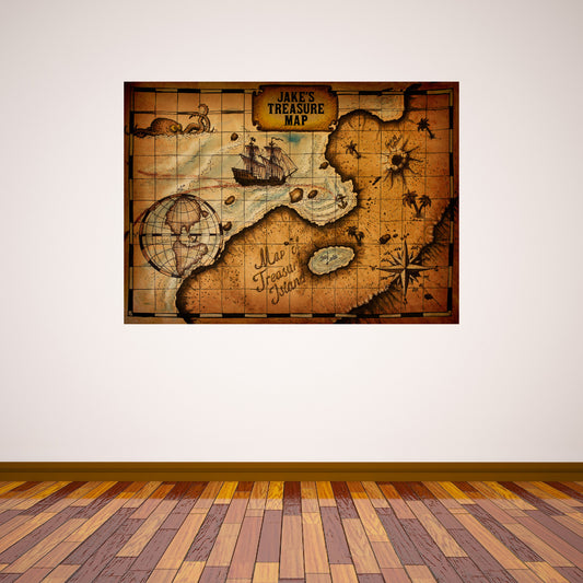 Pirate Wall Sticker Personalised Name Treasure Map