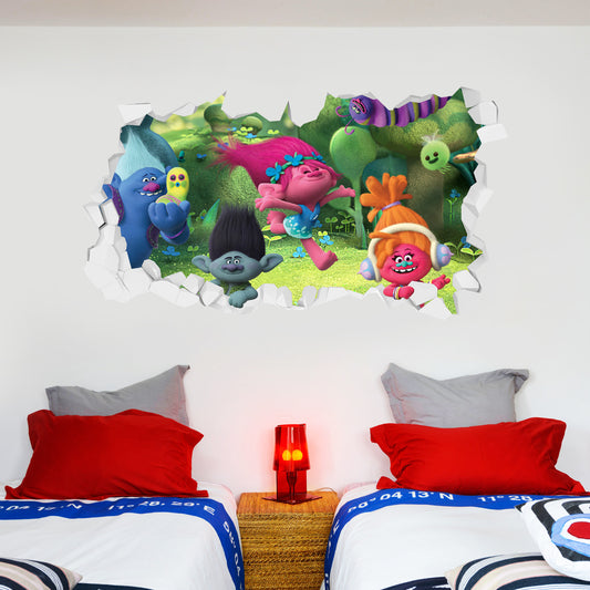 Trolls Poppy Group Troll Village Broken Wall Sticker