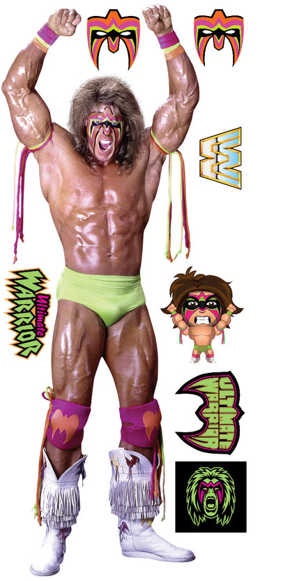 WWE - Ultimate Warrior Wrestler Decal + Bonus Wall Sticker Set