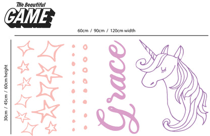 Unicorn and Personalised Name Wall Sticker