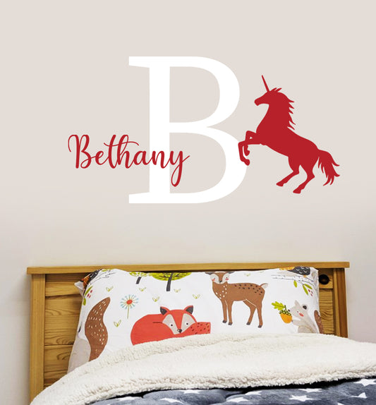 Unicorn Wall Sticker Unicorn Personalised Name and Letter