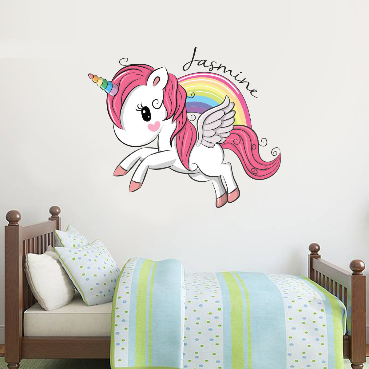 Unicorn Wall Sticker Unicorn Rainbow and Personalised Name