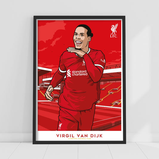 Liverpool FC Print - Van Dijk 23-24 Illustration Poster