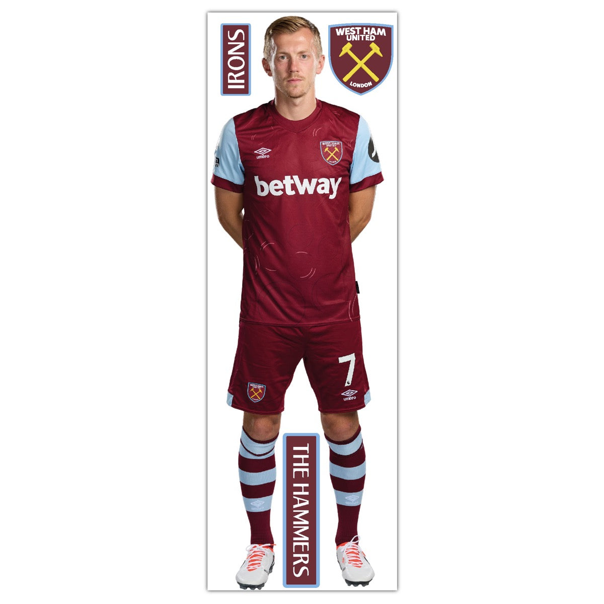 West Ham United Football Club - James Ward-Prowse 23/24 Player Wall Sticker + Hammers Decals