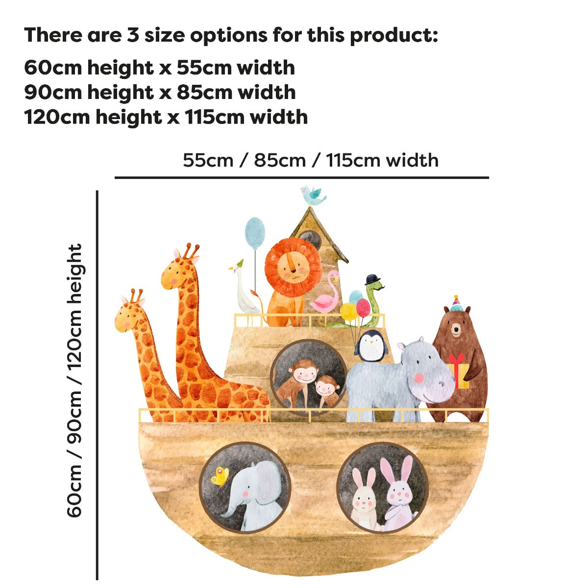 Nursery Wall Sticker - Watercolour Noah's Ark Animal