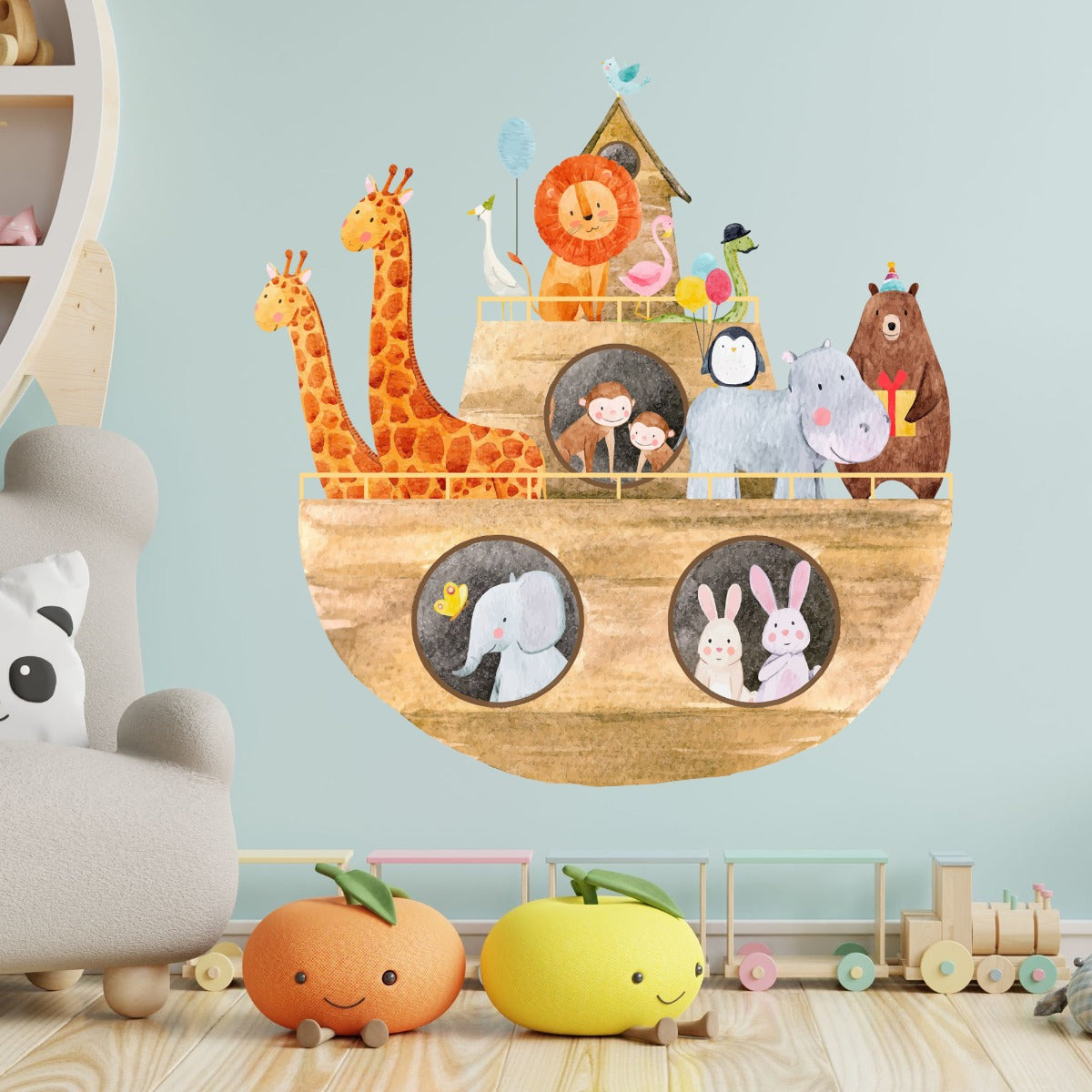 Nursery Wall Sticker - Watercolour Noah's Ark Animal