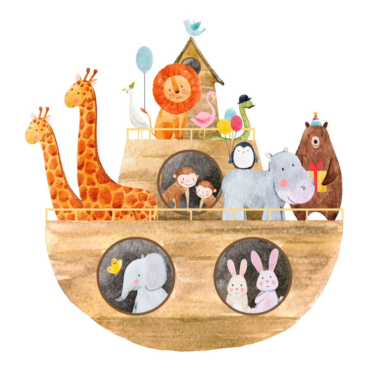 Nursery Wall Sticker - Watercolour Noah's Ark Animal