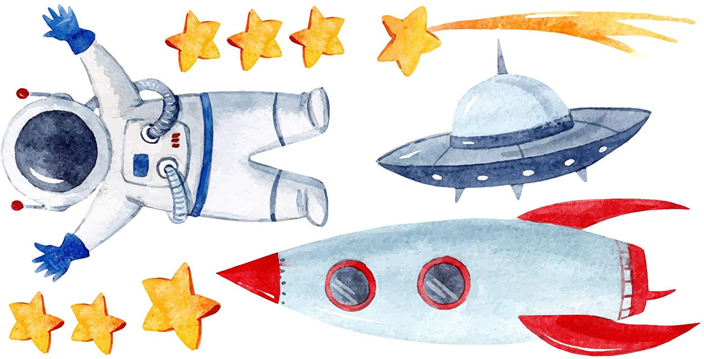 Watercolour Spaceman Wall Sticker Set