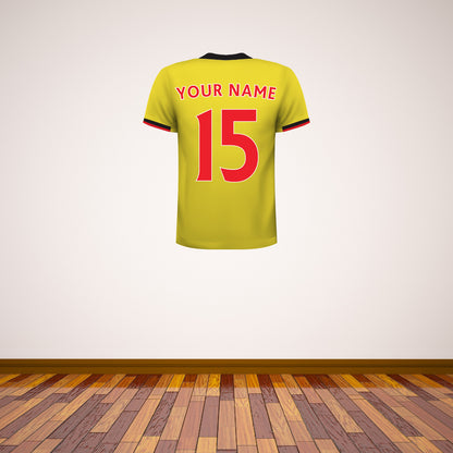 Watford Personalised Name and Number Shirt Wall Sticker