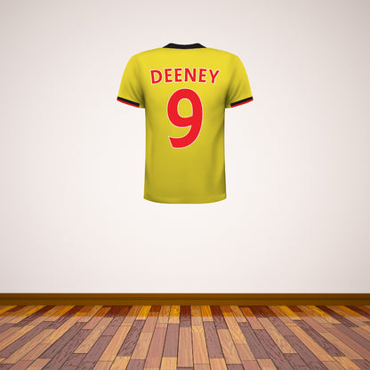 Watford FC - Personalised Name and Number Shirt Wall Sticker + Decal Set