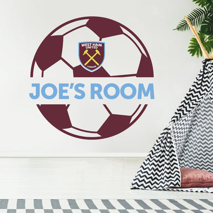 West Ham United Ball Design Personalised Name Wall Sticker