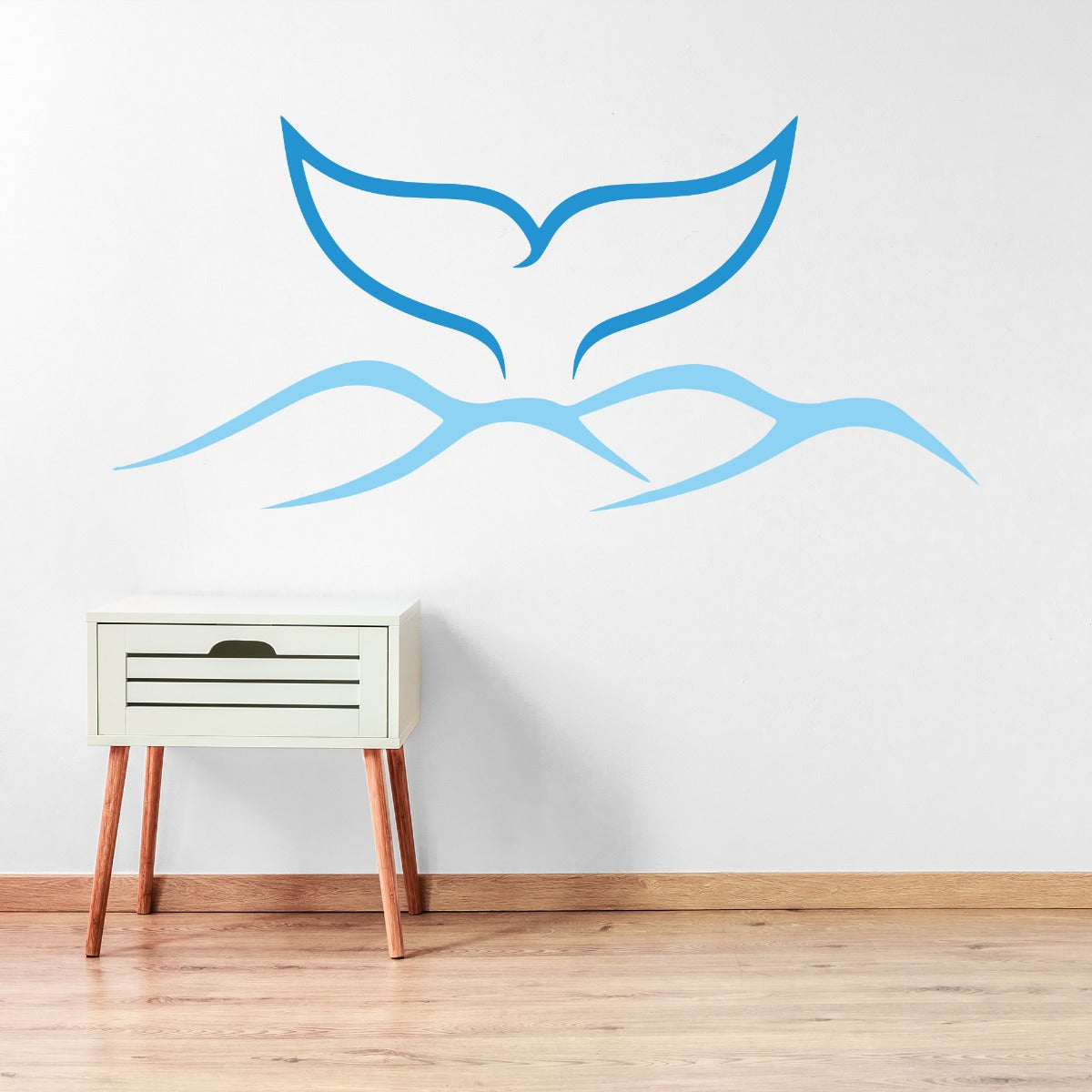 Bathroom Wall Sticker - Whale Tail and Waves Wall