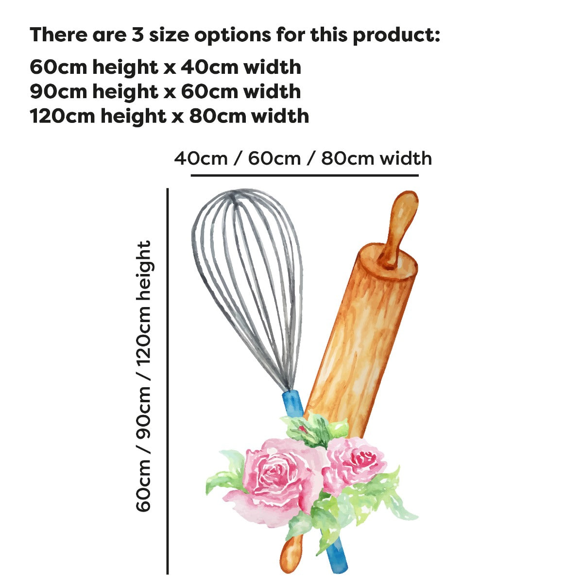 Kitchen Wall Sticker - Whisk and Rolling Pin Flower