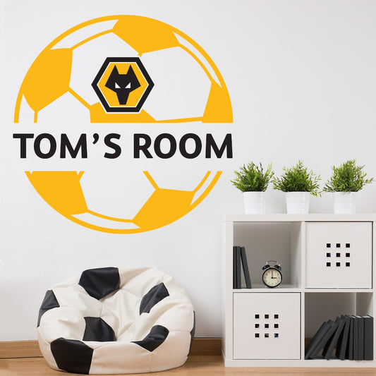 Wolverhampton Wanderers Personalised Name Ball Design Wall Sticker