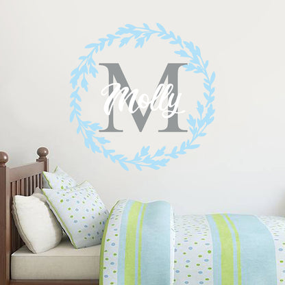 Wreath Personalised Name Wall Sticker