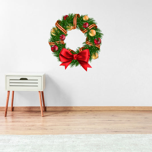 Christmas Wreath with Bow Wall Sticker