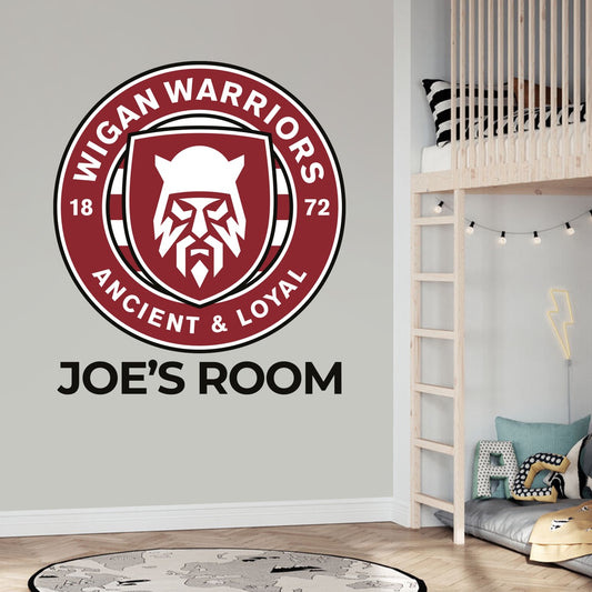 Wigan Warriors Rugby Crest Personalised Wall Sticker
