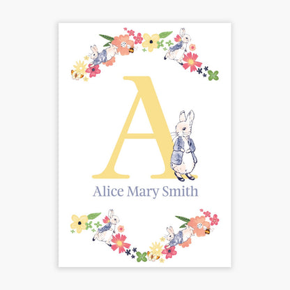 Peter Rabbit Print - Yellow Letter Personalised Name Print