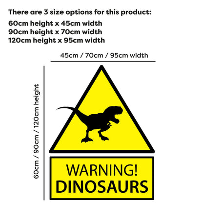 Dinosaur Wall Sticker - Yellow Warning Dinosaurs Sign