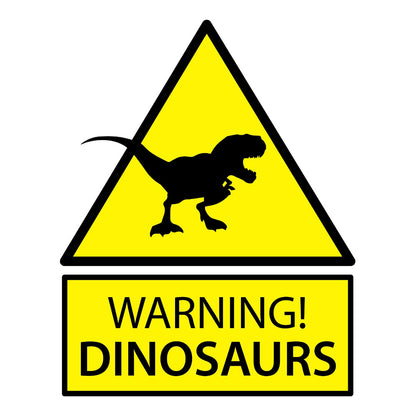 Dinosaur Wall Sticker - Yellow Warning Dinosaurs Sign